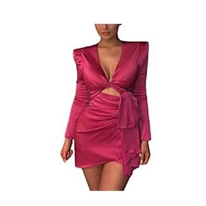 Ruched cut out tie dress size large